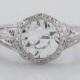Antique Engagement Ring Art Deco 1.19ct Old European Cut Diamond in Platinum