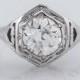 Antique Engagement Ring Art Deco .94ct Old European Cut Diamond in Vintage 18k White Gold