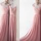 Dusty Pink Bridesmaid Dress,Elegant Prom Dress,Rose Ruched Bodice Bridesmaid Dress,Evening Dress,Modest Bridesmaid Dress,Custom Prom Dress