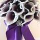 White & Plum/Purple Calla Lily bouquet, Bridal Bouquet, wedding bouquet, **bridesmaid bouquet