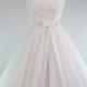 Made To Measure Fairytale White Duchess Satin & Polka Dot Lace Full Circle Skirt Wedding Dress - Detachable Straps and Sash