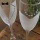 Bride and Groom Frosted Champagne Glasses