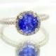 CERTIFIED  Ceylon cornflower blue sapphire 1.2 Carat ring diamond ring 14k white gold ring Engagement ring P-094