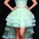 Zipper Crystals Sweetheart Tulle Chiffon High Low