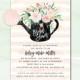 Bridal Shower Invitation, Watercolor Floral Bridal Shower Invitation, Printable Bridal Shower Invite, Blush and Mint Bridal Shower Printable