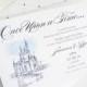 Disney World Fairytale Wedding, Cinderella's Castle, Orlando Wedding Watercolor Save the Date Cards (set of 25 cards)