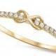 Cute Petite Infinity Love Knot Ring 14K Yellow Gold Solid 925 Sterling Silver Round Clear White Sparkling Cubic Zirconia Valentines Gift