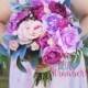 Garden Inspired Purple Ranunculus and Lamb's Ear Bridal Bridesmaid Silk Wedding Bouquet