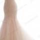 IS044 Cheap feminine blush pink mermaid tulle wedding dress 2016