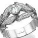 Leaves  Engagement Ring, white Gold Ring, Diamond Ring, Art Deco Ring, Wedding Ring, Leaf Ring, halo engagement ring, band ring, 14K Ring