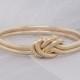 Double strand nautical knot engagement ring, 14k solid gold love knot ring