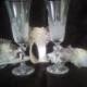 Set of two Crystal Champagne Glasses /  2 Wedding Glasses with Wedding decoration / Set Decoration for glasses and for a bottle