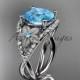 14kt  white gold diamond floral engagement ring ADLR167 3.50ct  blue topaz
