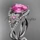 14kt  white gold diamond floral engagement ring ADLR167 3.50ct  pink  topaz