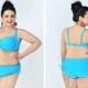 Sky Blue Solid Color High Flexibility Sexy Halter Plus Size Bikini With Widening And Thickening Lidyy1605241073