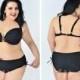 Black Solid Color High Flexibility Sexy Halter Plus Size Bikini With Widening And Thickening Lidyy1605241072