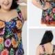 Brown Flower Conservative Colorful Printed High Elasticity Plus Size Swimsuit With Little Skirt Lidyy1605241068
