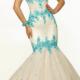 White Lace Up Sleeveless Appliques Beading Tulle Floor Length Mermaid
