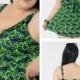 Green Conservatism Floral Printed Halter Two-Piece Plus Size Swimsuit With A Little Skirt Lidyy1605241058