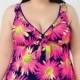 Dark Blue And Rose Color Flower Printing Plus Size Sexy Womens Swimsuit Lidyy1605241052