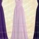 Emily- Bridal Bridesmaid dress FORMAL dress A-line chiffon dress prom dress with straps Shades of purple Custom 120 colors Any size