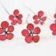 Small flowers pick hair, black and pink coral, hairdressing wedding and ceremonies x 6