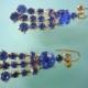 Cobalt Blue Earrings, Blue Rhinestone, Dangle Earrings, Vintage Jewelry, Deco, Gatsby Jewelry, Sapphire, 1920s, Royal Blue, Capri Blue