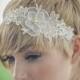 Wedding headband - 'Primrose' pearl floral ivory bridal ribbon headband or forehead band