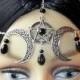 Wiccan Moon Headdress, Gothic Headdress, Pentagram & Moon Circlet, Pagan Headpiece, Pentacle Headdress, Witch, Wicca, Goth, Jet Black