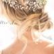 Gold Boho Hair Halo, Bridal Pearl Flower Hair Crown, Hair Vine, Hair Wreath, Wedding Pearl Hair Vine, Boho Wedding Headpiece - 'ZINNIA'