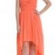 Coral High-Low Sweetheart Peach Chiffon Bridesmaid Dress, Asymmetrical Chiffon Dress With Ruffle