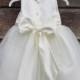 Ivory Flower Girl dress bow sash pageant petals wedding bridal children bridesmaid toddler elegant