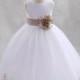 White Flower Girl dress tie sash pageant petals wedding bridal children bridesmaid toddler elegant sizes 6-9m 12-18m 2 4 6 8 10 12 14 