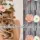 Small Bridal Hair clips Coral Peach Ivory Flower Fascinator Hair Pins, Wedding Bridesmaid Flower Headpiece Rhinestone Barrette Clips etsy