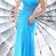 Sweetheart Chiffon Crystals Blue Ruched Floor Length
