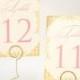 Gold, Blush Pink and Ivory Wedding Table Number Cards