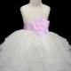 Ivory Organza Flower Girl Dress bridal recital pageant wedding children tulle toddler tie sash sizes 6-9m 12-18m 2 4 6 8 10 12 