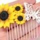 Sunflower Hair Comb, Sunflower Wedding, Large Sunflower Hair Comb, Bridesmaids Gift, Yellow Wedding, Woodland Wedding, Yellow Sunflower