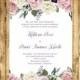 Wedding Invitation or Bridal Shower DIY Template Vintage Floral Editable and Printable Microsoft Word Digital File - Instant Download