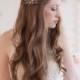 Crystal Spray Hair Vine, leaf headpiece, bridal headpiece, leaf headpiece, crystal, flower and leaf hair vine, delicate hair vine #128