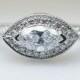 1.09ctw East West Marquise Diamond Engagement Ring in 18k White Gold East West Engagement Ring Side Diamond Jewelry