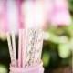 Pink and Gold Party - Pink Paper Straws - Gold Straws - Blush and Gold Wedding * Bridal Party *Gold Wedding Decoration Blush Pink *GOLD