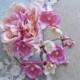 Bridal Flower Hair Clip, Bridal Hair Flower, Bridal Hair Accessory, Vintage Pink and Ivory Wedding Headpiece, Rustic Floral Headpiece Pearls