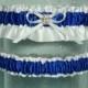White and Royal Blue Satin Garter Set