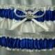 Ivory and Royal Blue Satin Garter Set