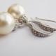 CREAM Pearl Earrings Cream Pearl Earrings Wedding Earrings Bridesmaid Gift Pearl Earrings Cubic Zirconia