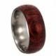 Wood Ring - Wedding Band Inspired - Highly Figured Leopardwood Overlay on Titanium Band - Available in Stainless Steel