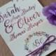 10 x Personalised Wedding Stationary Watercolour Floral Invitation RSVP Custom Design Purple Kraft Cream