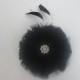 Womens Wedding Party Black Feather Rhinestone Jewel Hair Clip W/ Birdcage Veil Fascinator, Bridal Head Piece