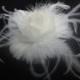 Womens Wedding Party Ivory Feather Hair Clip, Bridal Head Piece